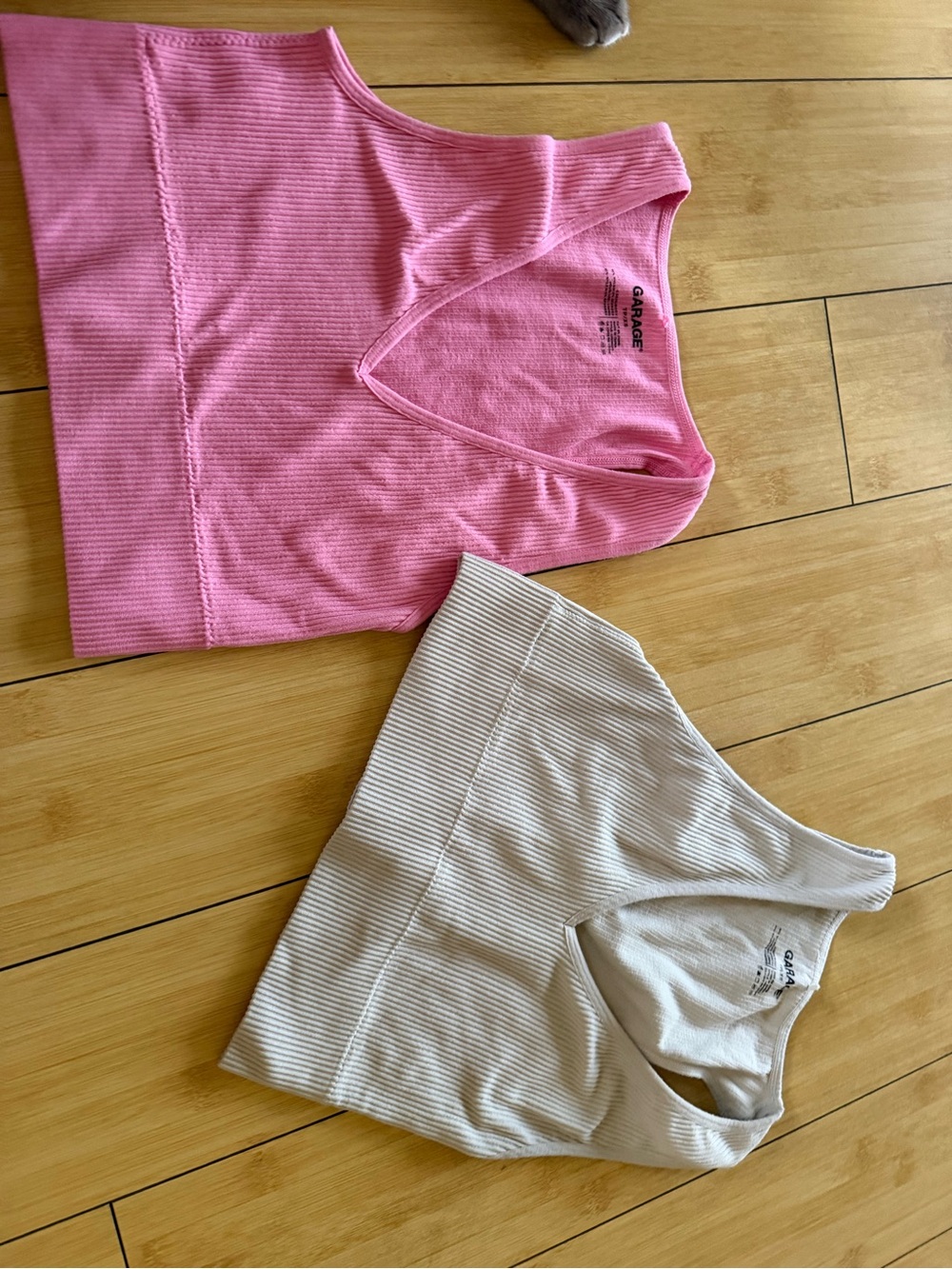 Garage Ribbed Tank Top - Pink and Off White